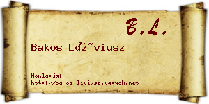 Bakos Líviusz névjegykártya